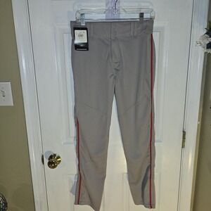 Alleson Athletic Youth Baseball Pants Gray‎ Red Stripe NEW Large Boys L